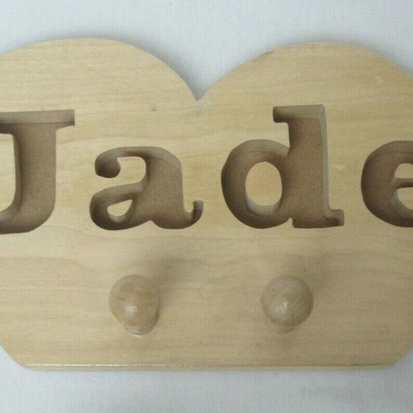 Personalized JADE Wooden Wall Coat or Clothing Hanger Hook Rack - Picture 2 of 4